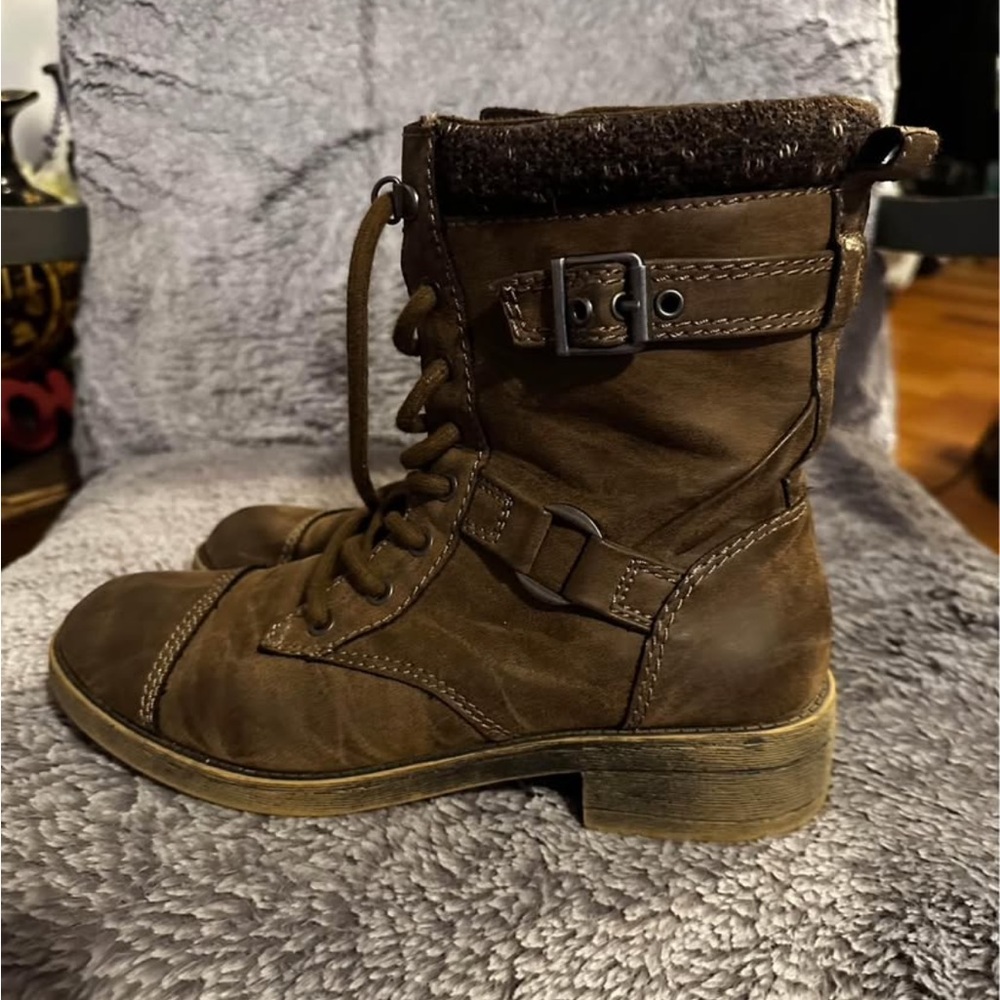 Rocket Dog Brown Combat Moto Boots with Buckle Detail
